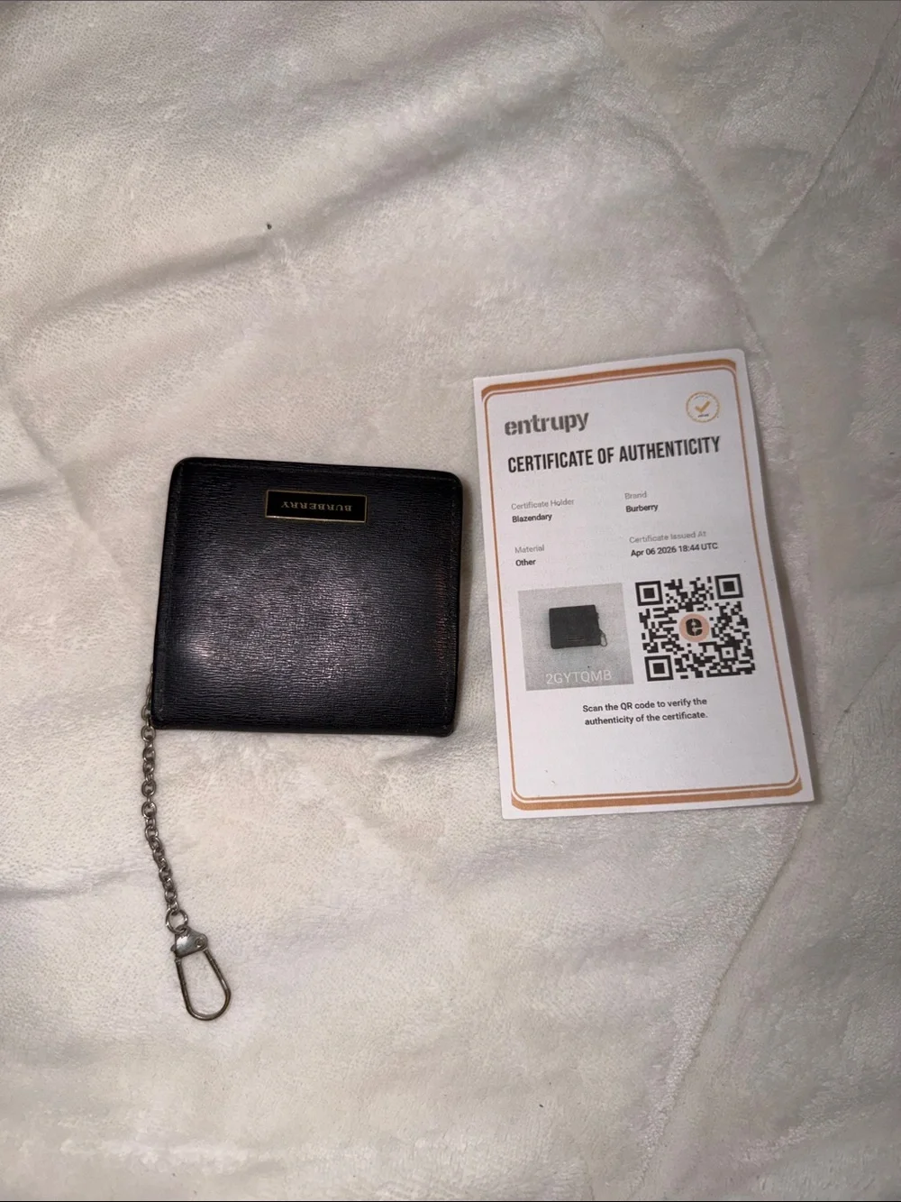 Burberry Black Leather Chain Card Holder Wallet